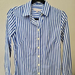 Banana Republic Blue Stripe Fitted Button Down Size 2